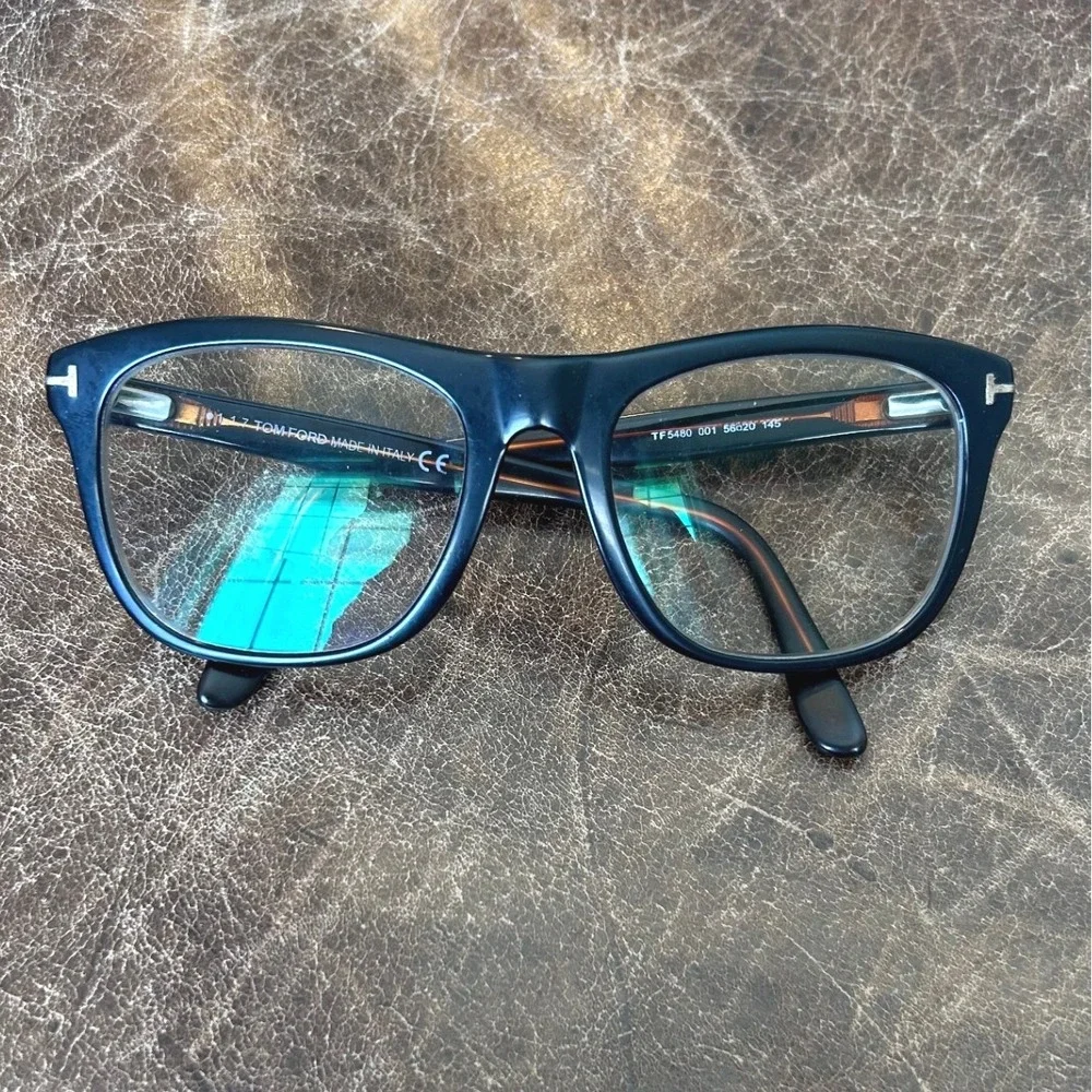 Tom Ford TF5480 001 Black Havana Square Eyeglasses Frames 56-20-145 Italy - Picture 3 of 14